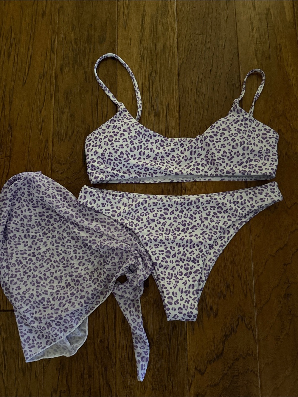 Lavender Leopard 3-Piece Bikini Set 🐆💜